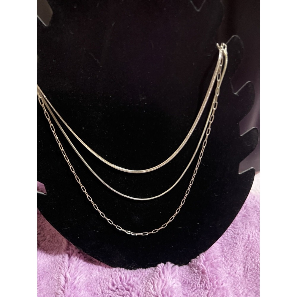 3 Separate Chains Layer Gold And Silver Tones‎ 16,18,20 Inches